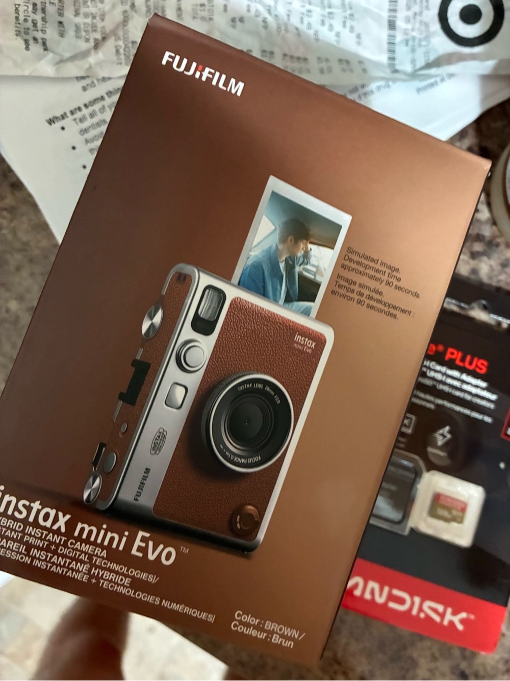 Fujifilm Instax Mini Evo Instant Camera in retro Brown